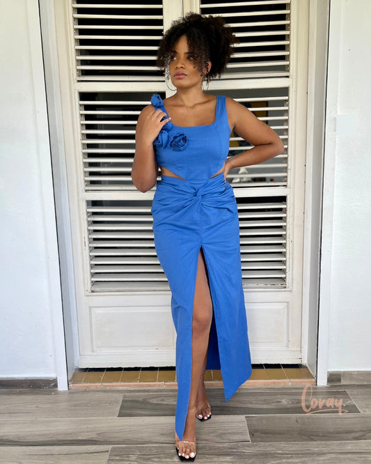 Robe Longue Moulante Bleu Foncé