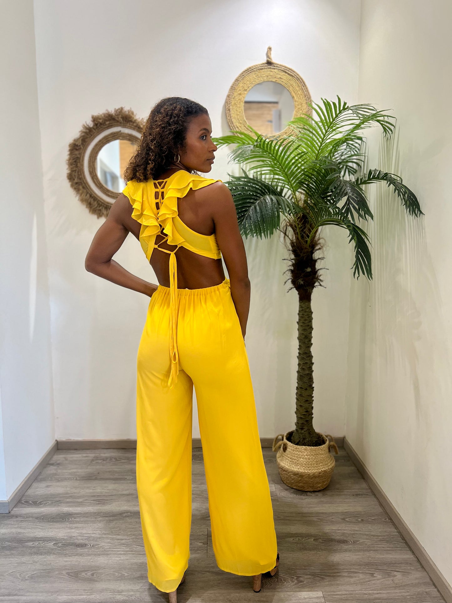 combinaison pantalon jaune